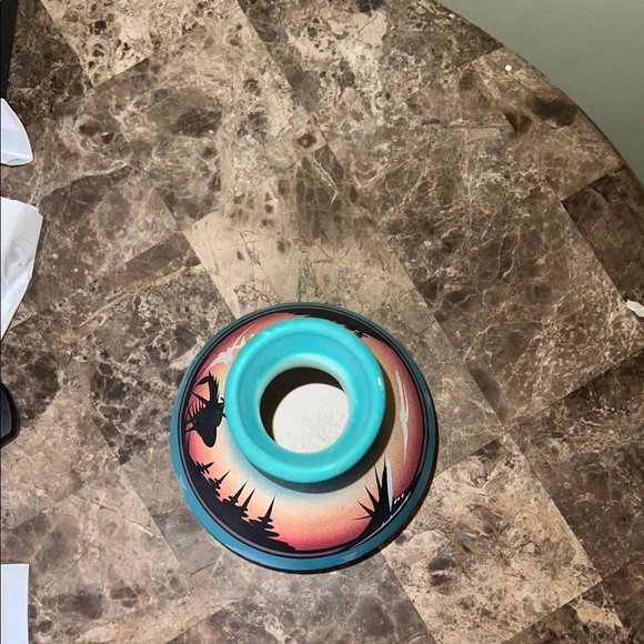 Signed Vintage Native American Turquoise Decorative Vase with All Around  Design - Picture 6 of 6